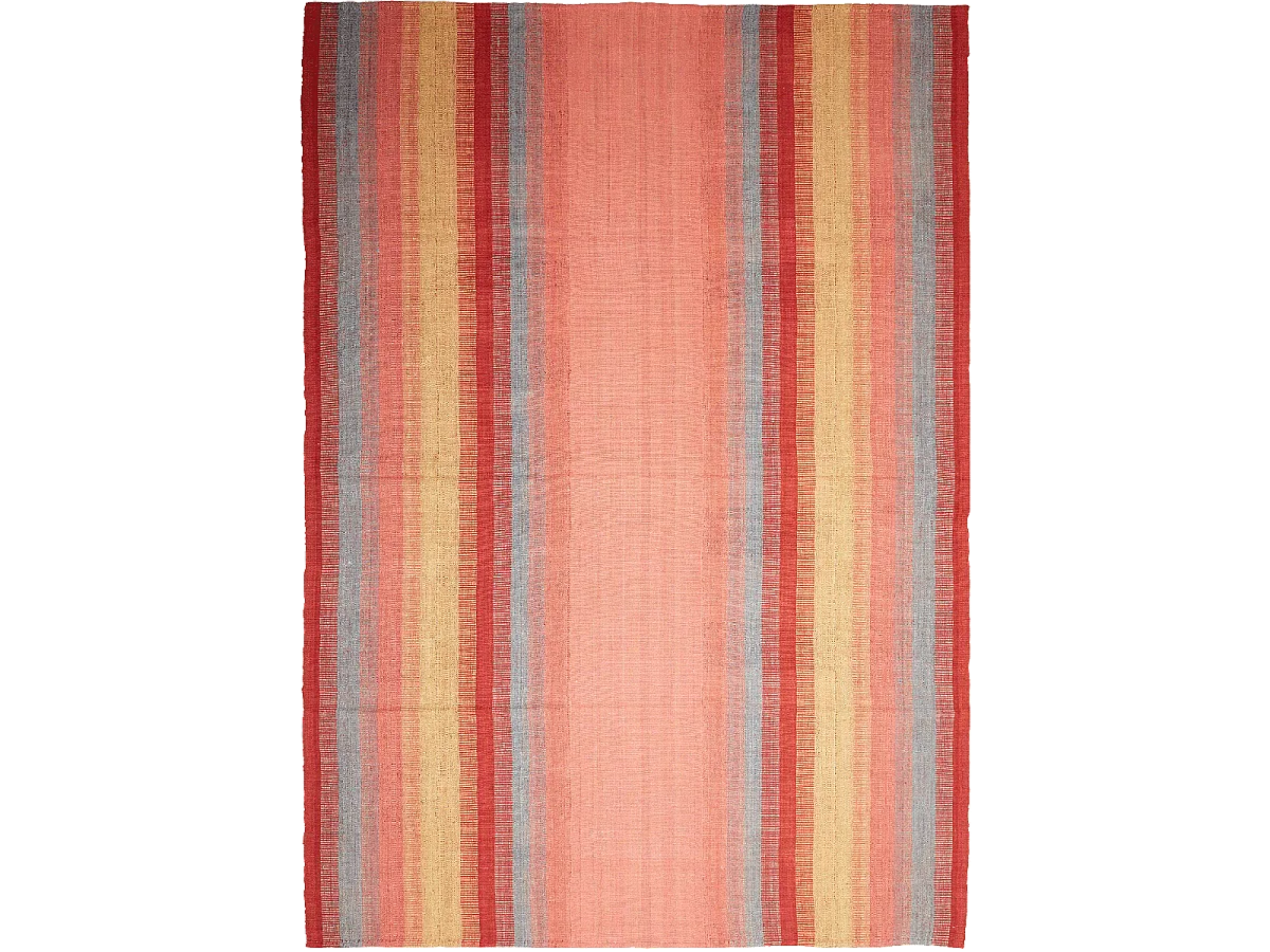 Authentique tapis d'Orient 210x300 kilim fait main en laine rouge et jaune A 1