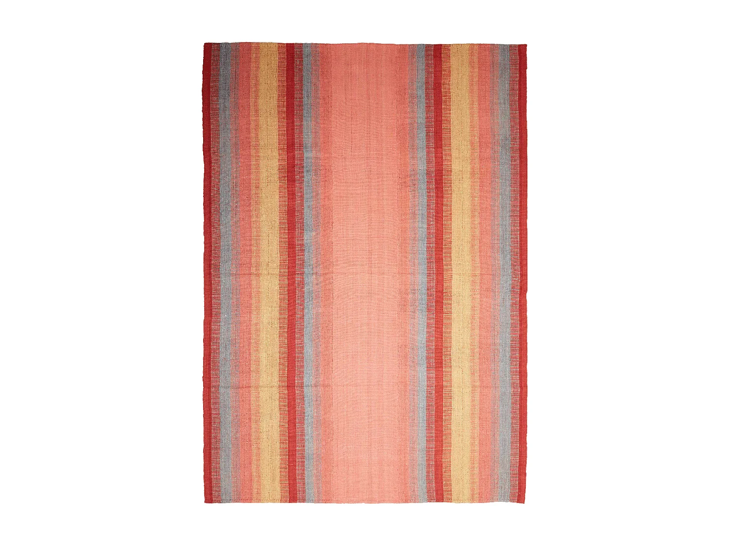 Authentique tapis d'Orient 210x300 kilim fait main en laine rouge et jaune A 1