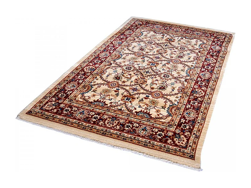 Tapis orient 120x180 rectangle ivoire et rouge tissé motif traditionnel CHOBAY D
