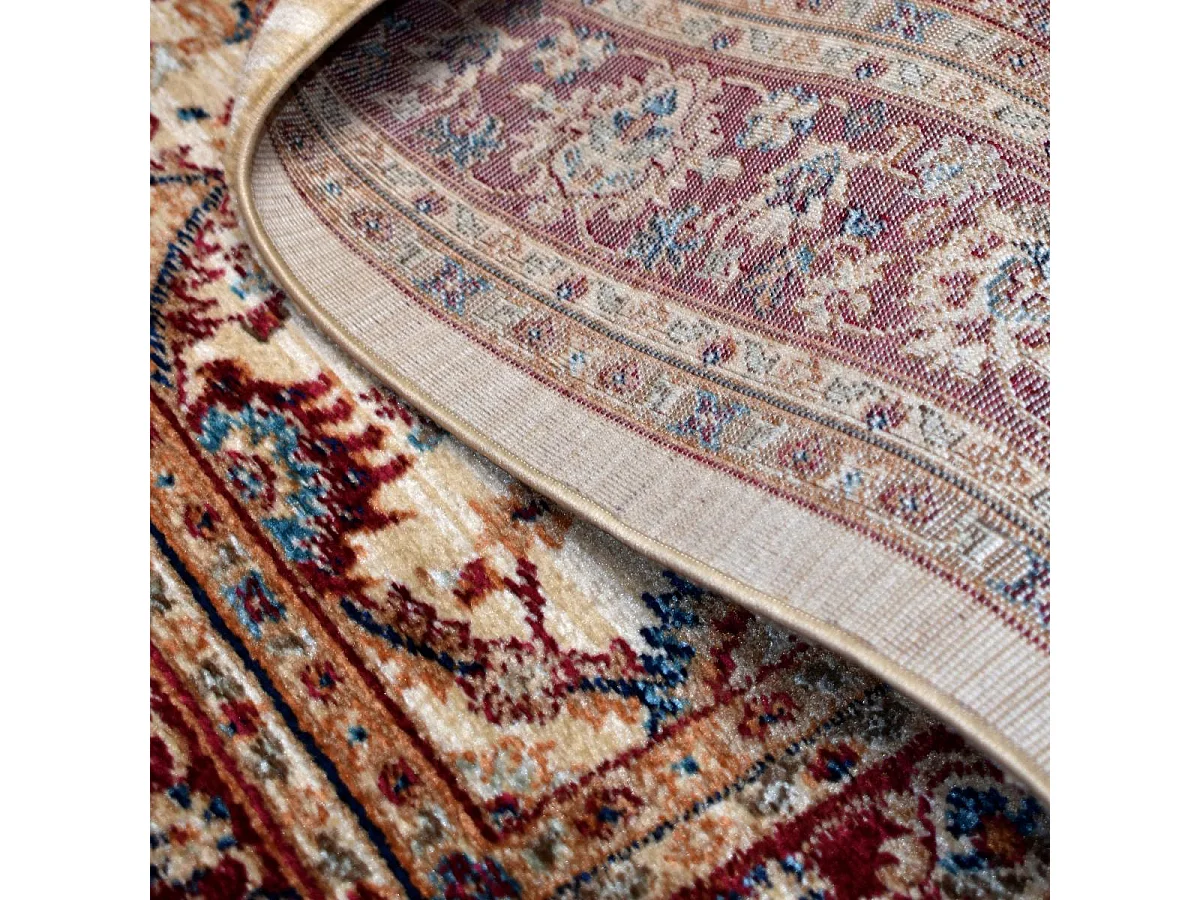 Tapis orient 120x180 rectangle ivoire et rouge tissé motif traditionnel CHOBAY D