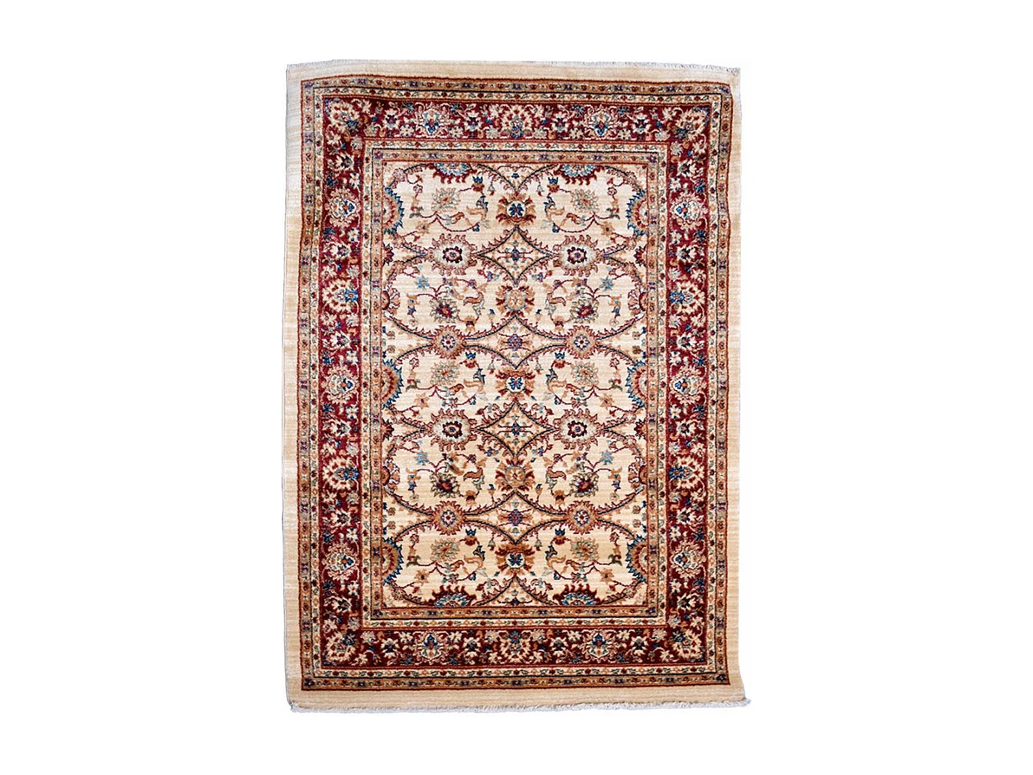Tapis orient 120x180 rectangle ivoire et rouge tissé motif traditionnel CHOBAY D