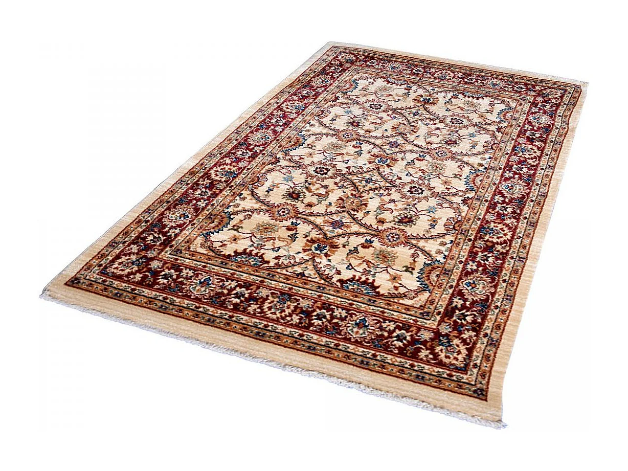 Tapis orient 120x180 rectangle ivoire et rouge tissé motif traditionnel CHOBAY D