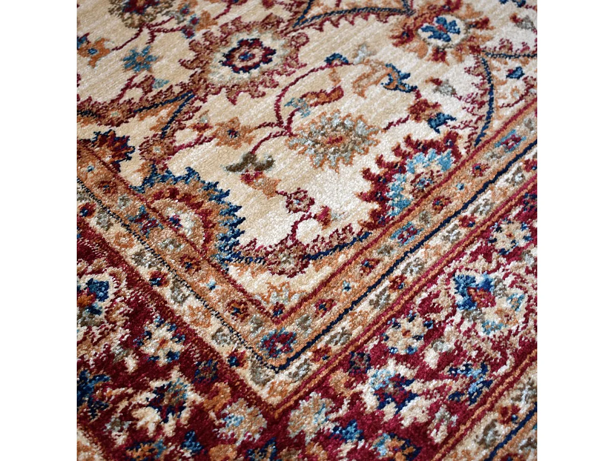 Tapis orient 120x180 rectangle ivoire et rouge tissé motif traditionnel CHOBAY D