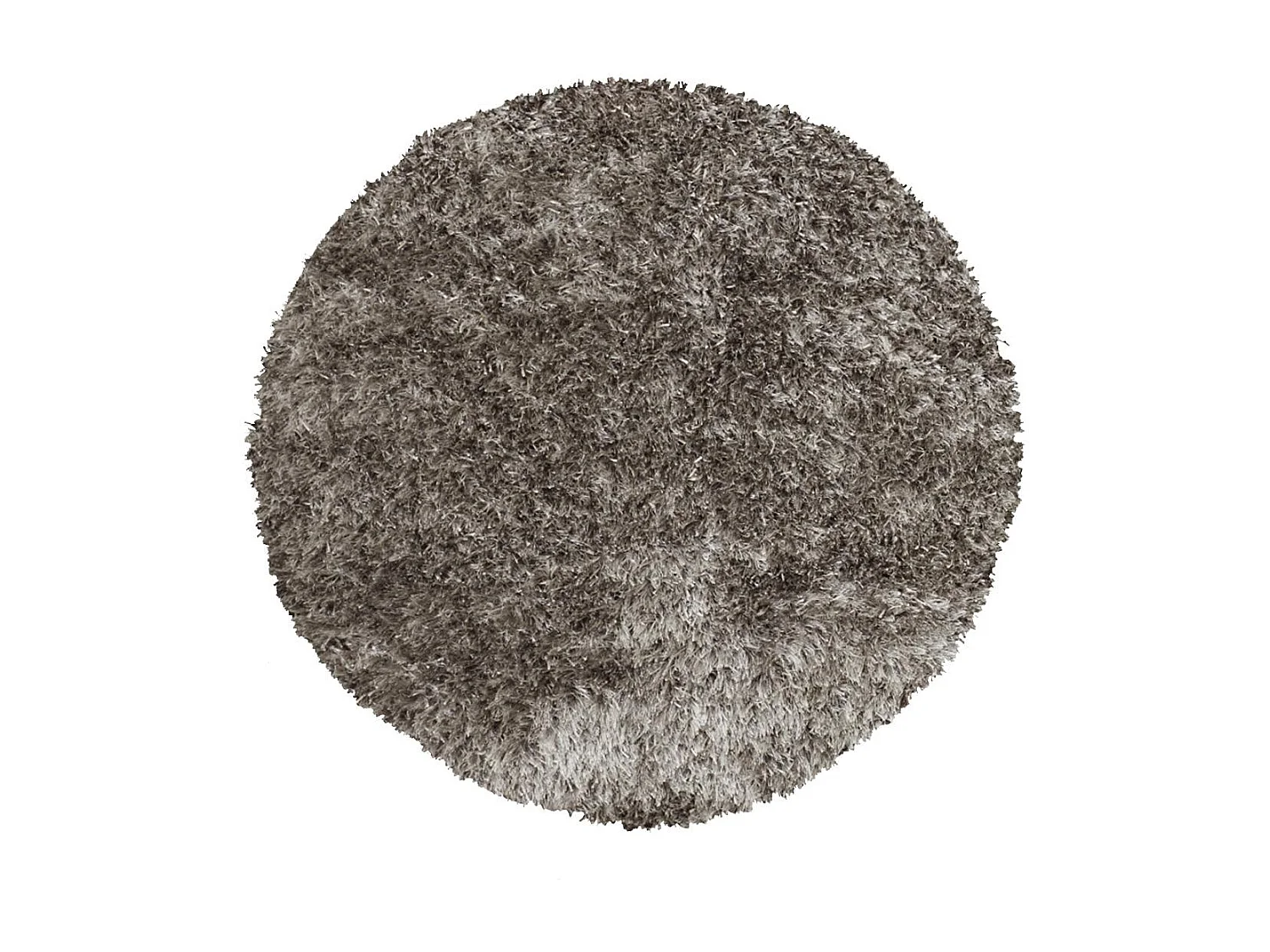 Tapis shaggy Ø100cm rond fait main gris motif uni MALAIDORY