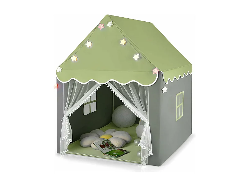 Tente de Jeux pour Enfants, Cabane Enfant avec Tapis Lavable, 105 x 121 x 136 cm Vert