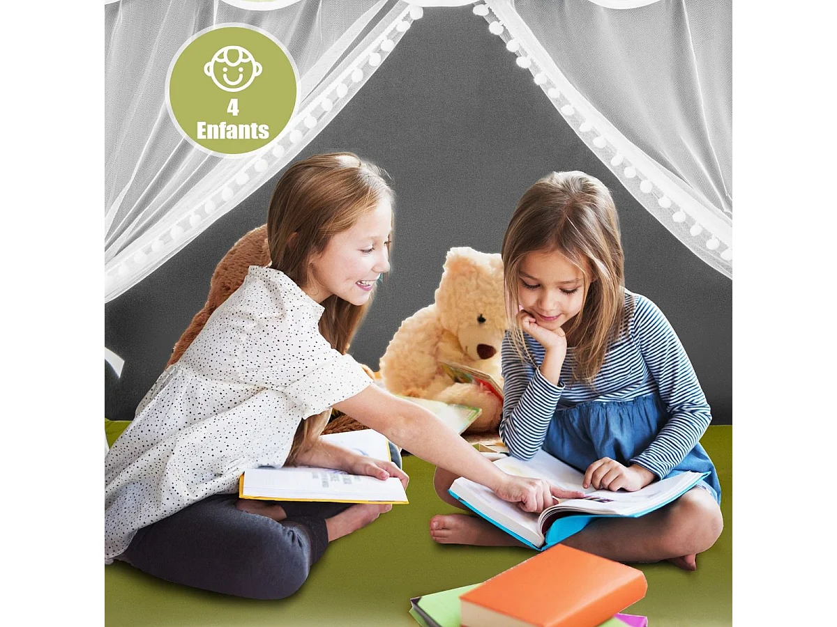 Tente de Jeux pour Enfants, Cabane Enfant avec Tapis Lavable, 105 x 121 x 136 cm Vert