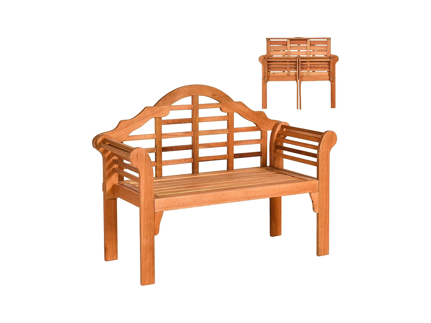 Banc de Jardin Pliable en Bois en Eucalyptus avec Dossier Haut,123 x 54 x 96cm