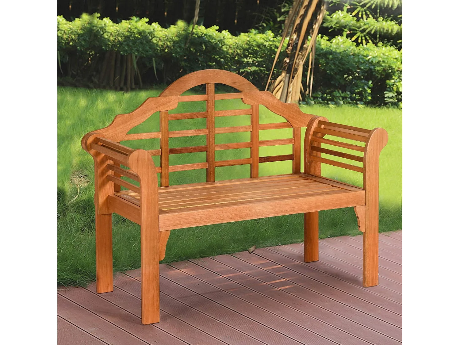 Banc de Jardin Pliable en Bois en Eucalyptus avec Dossier Haut,123 x 54 x 96cm