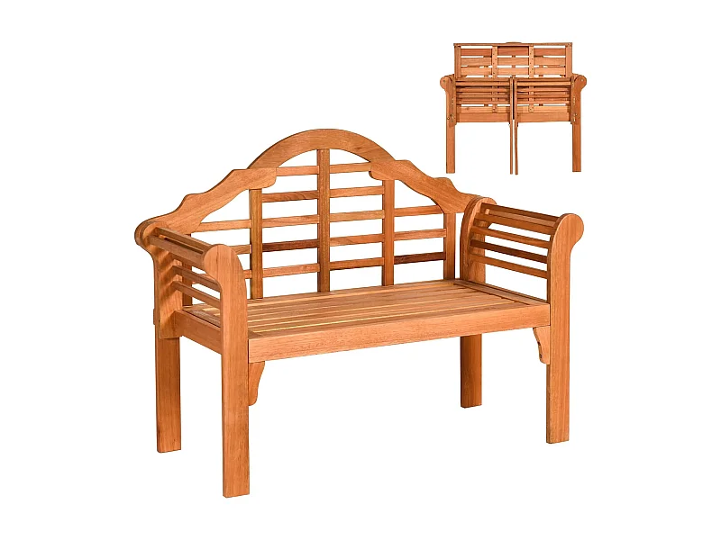 Banc de Jardin Pliable en Bois en Eucalyptus avec Dossier Haut,123 x 54 x 96cm