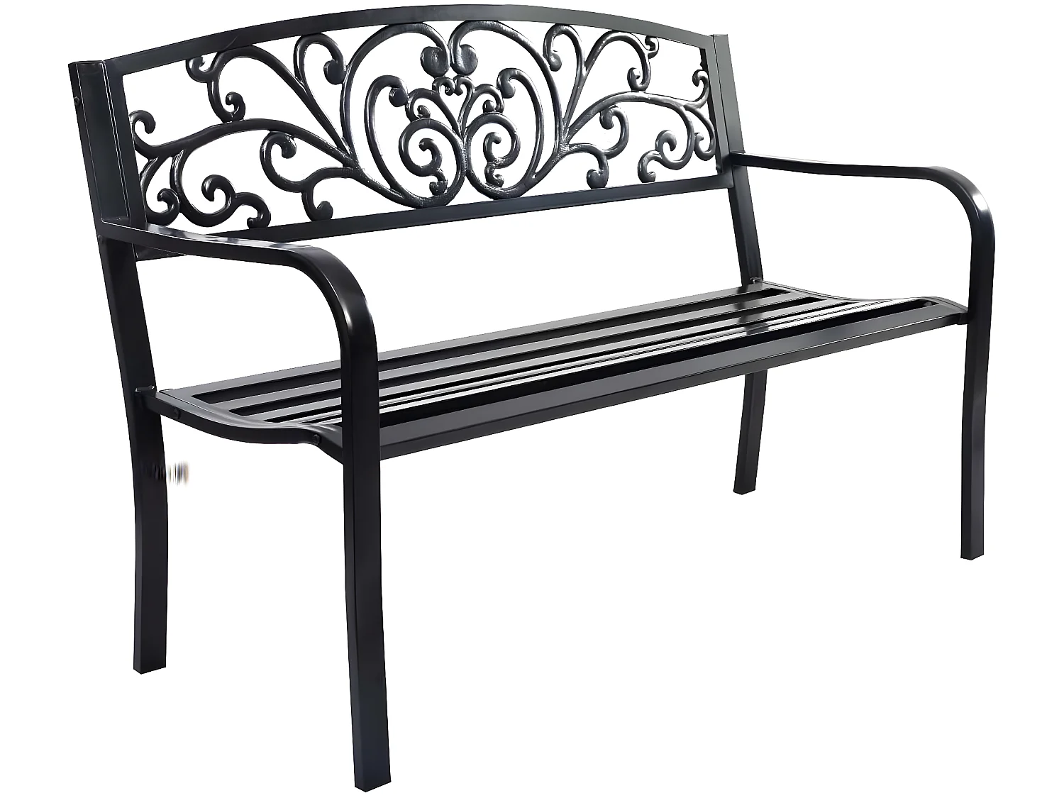 Banc de Jardin 2 Places en Métal 127 x 60 x 85 cm Style Classique Charge max : 280 KG Banquette de Jardin