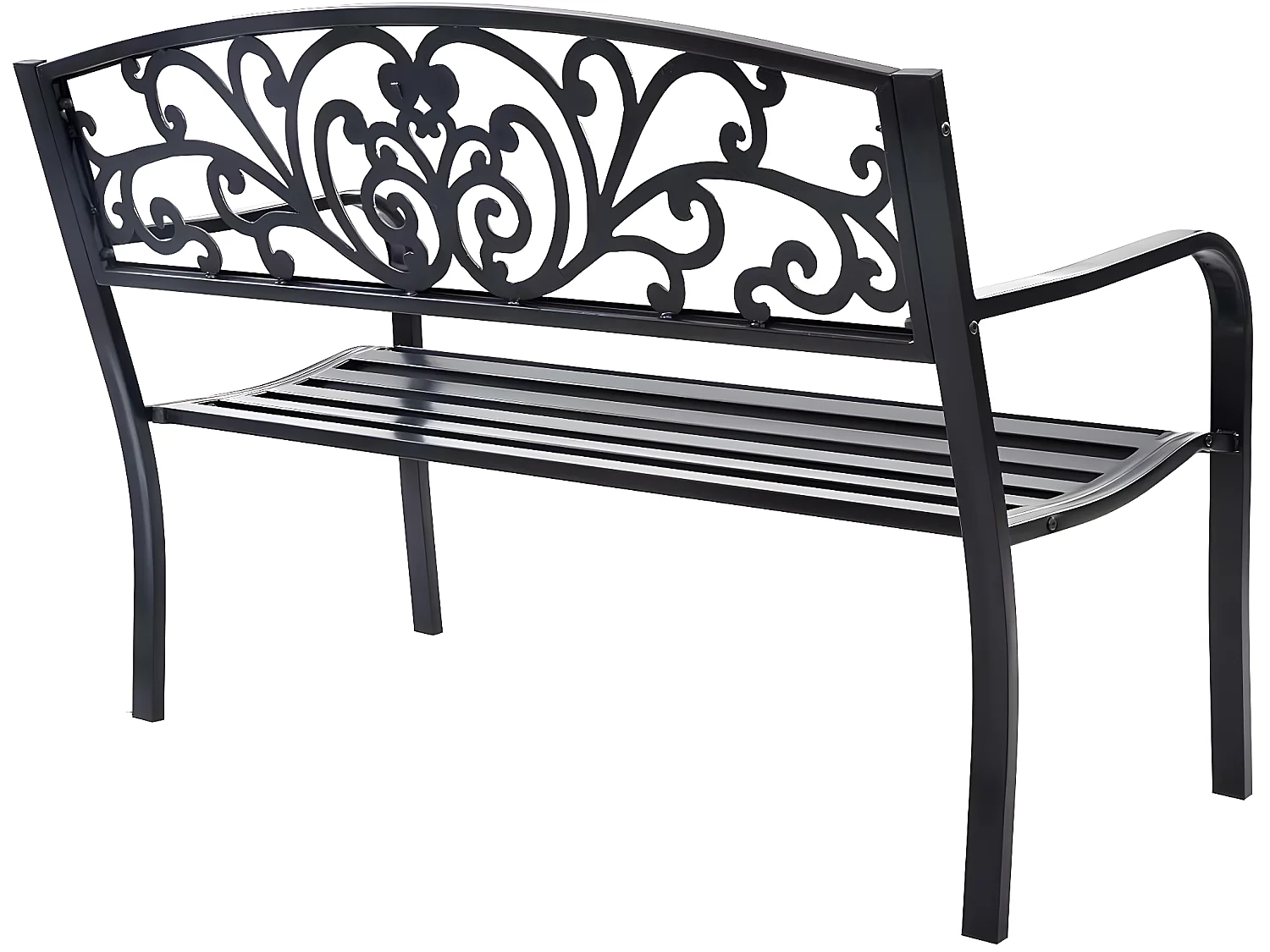 Banc de Jardin 2 Places en Métal 127 x 60 x 85 cm Style Classique Charge max : 280 KG Banquette de Jardin