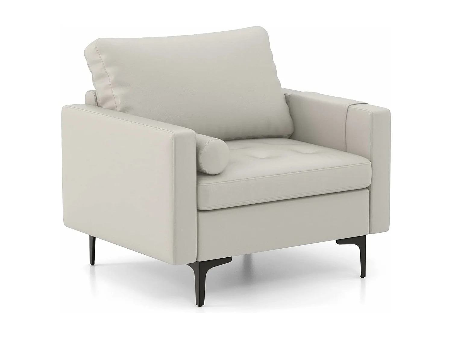 Canapé 1 Places, Canapé d'angle avec Sac de Porte-Revue Latéral, Coussins et Oreiller Cylindrique Inclus, Canapé Moderne pour Salon, Chambre, Bureau