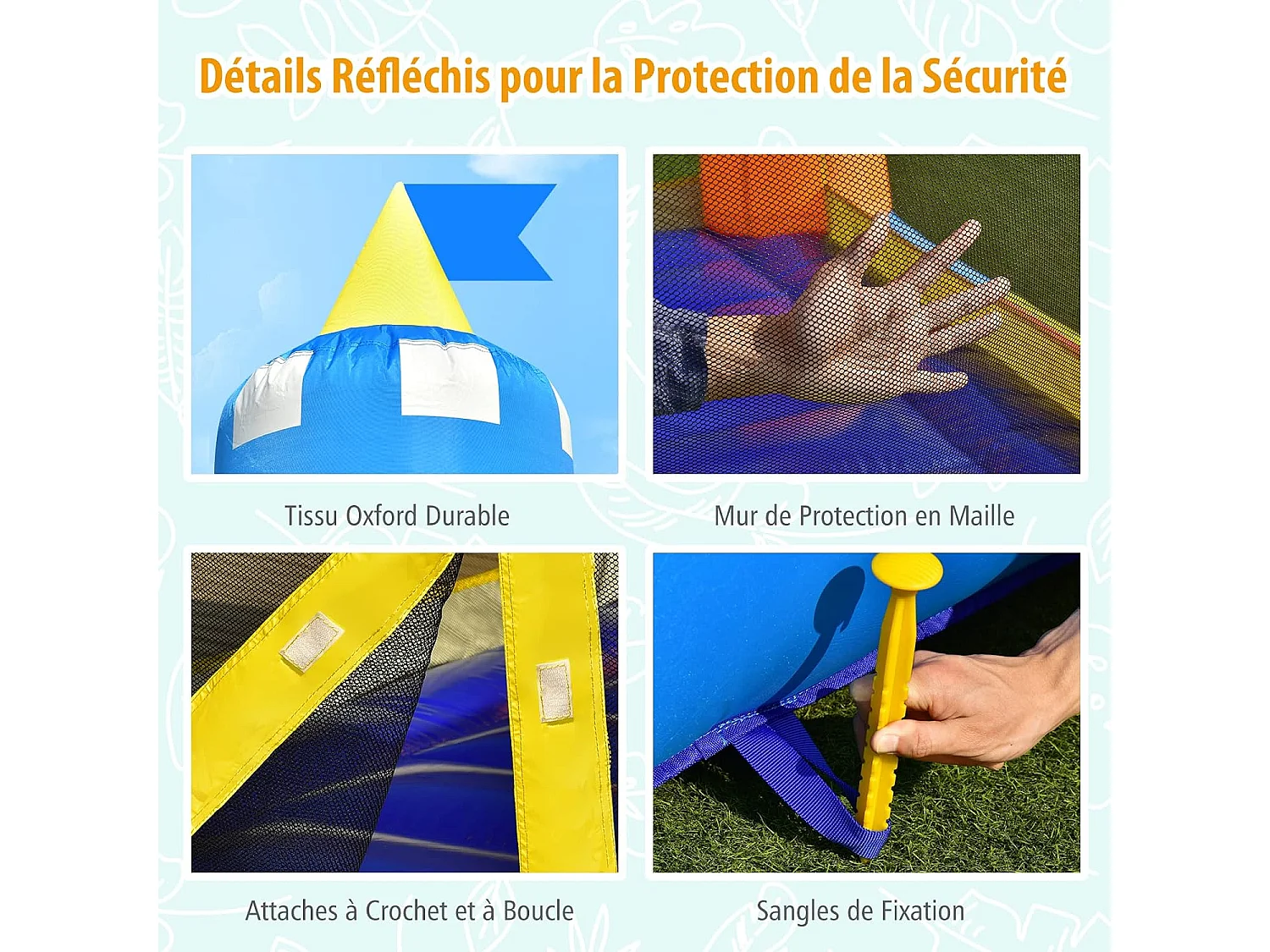 Château gonflable avec trampoline, toboggan et panier de basket-ball, pour enfants 361 x 273 x 237 cm