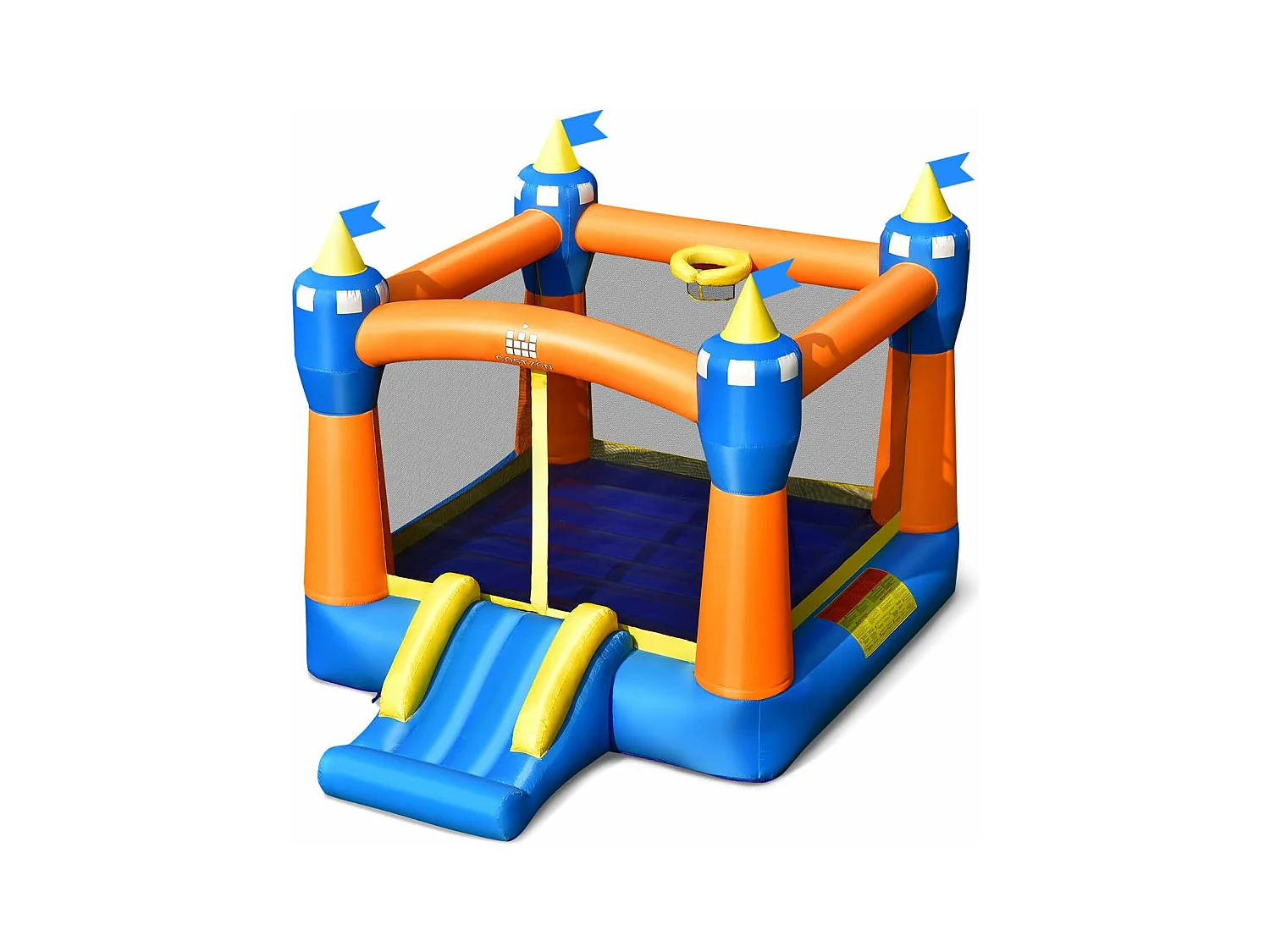 Château gonflable avec trampoline, toboggan et panier de basket-ball, pour enfants 361 x 273 x 237 cm