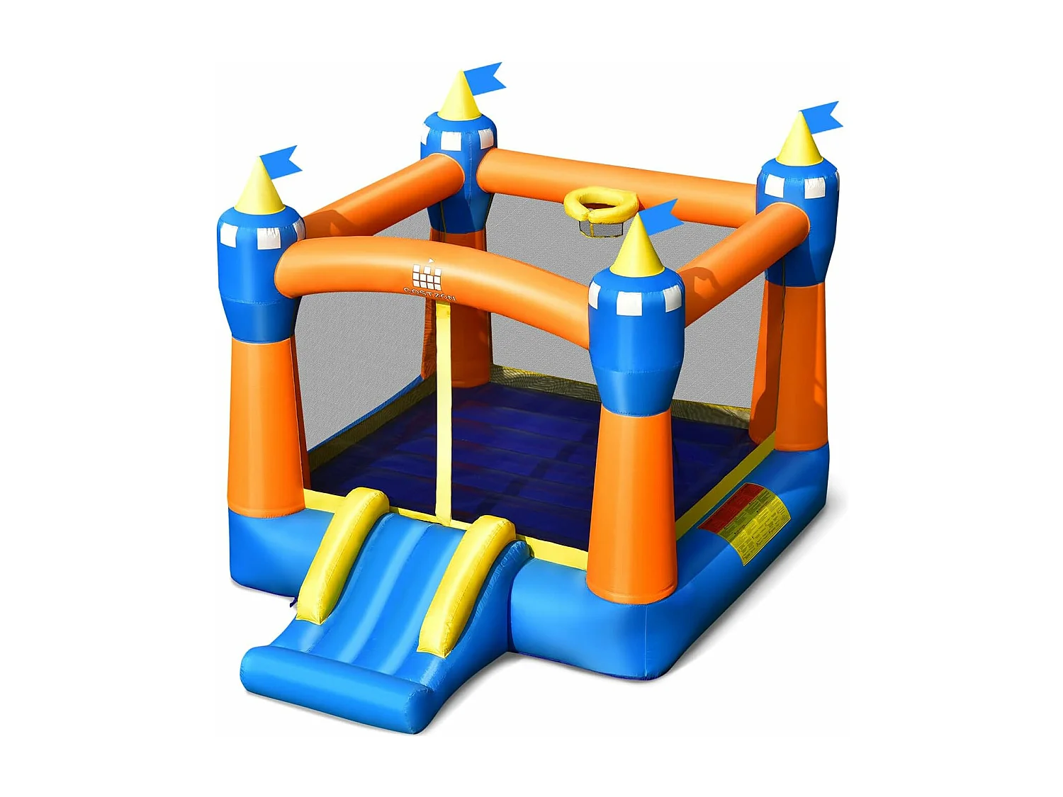 Château gonflable avec trampoline, toboggan et panier de basket-ball, pour enfants 361 x 273 x 237 cm