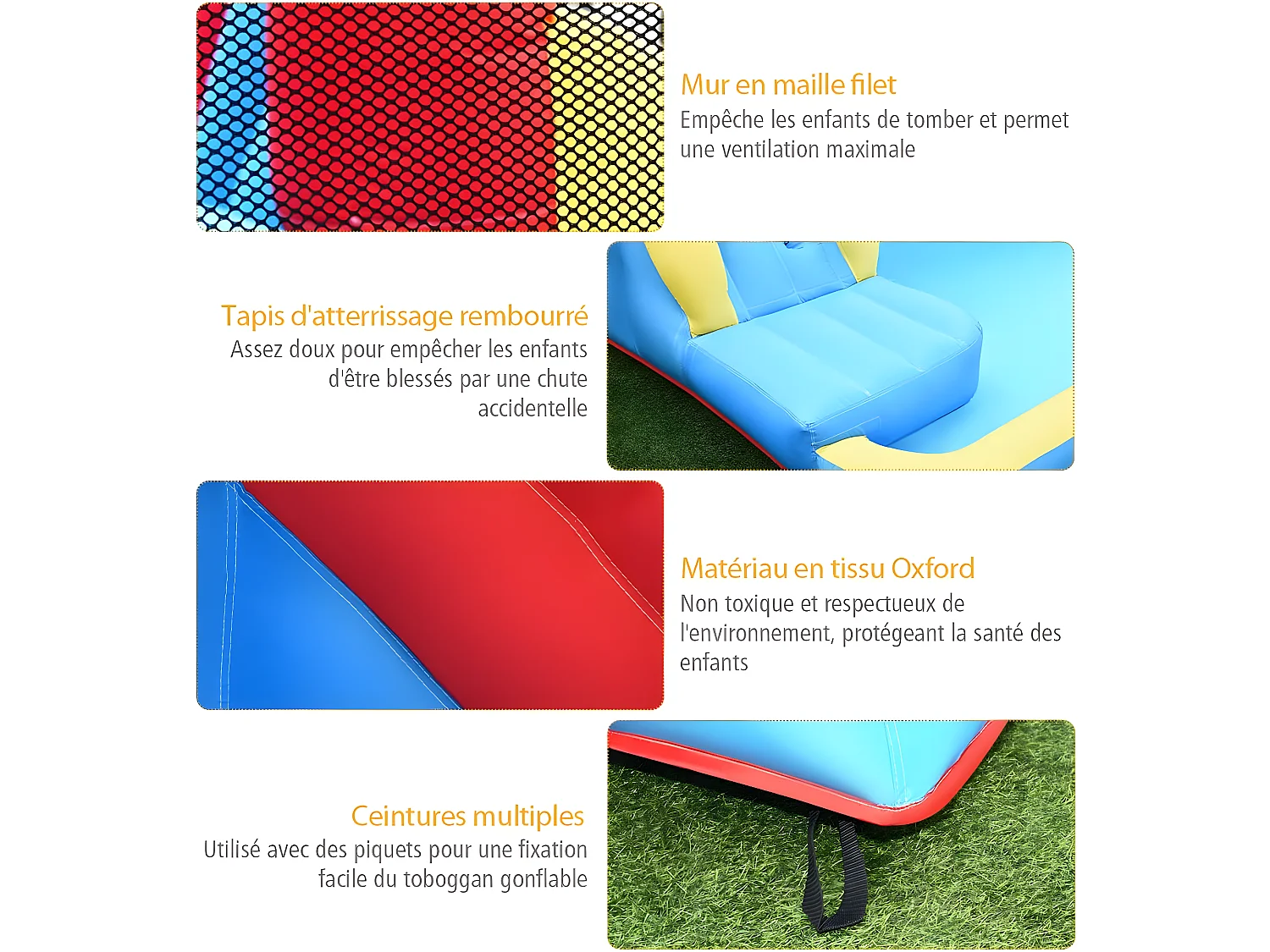 Aire de Jeux Gonflable avec 2 Toboggans, 2 Pataugeoires, 2 Canons Sac, Kit de Réparation Formes de Crabe avec Souffleur 680W