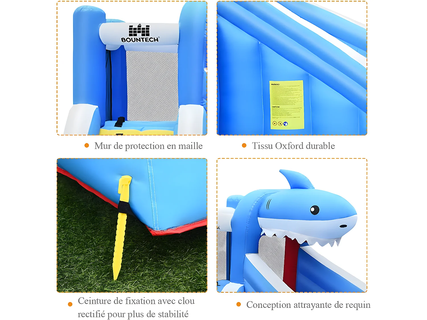 château gonflable pour 4 enfants 4-12 ans avec toboggan,mur d'escalade,piscine pour enfant