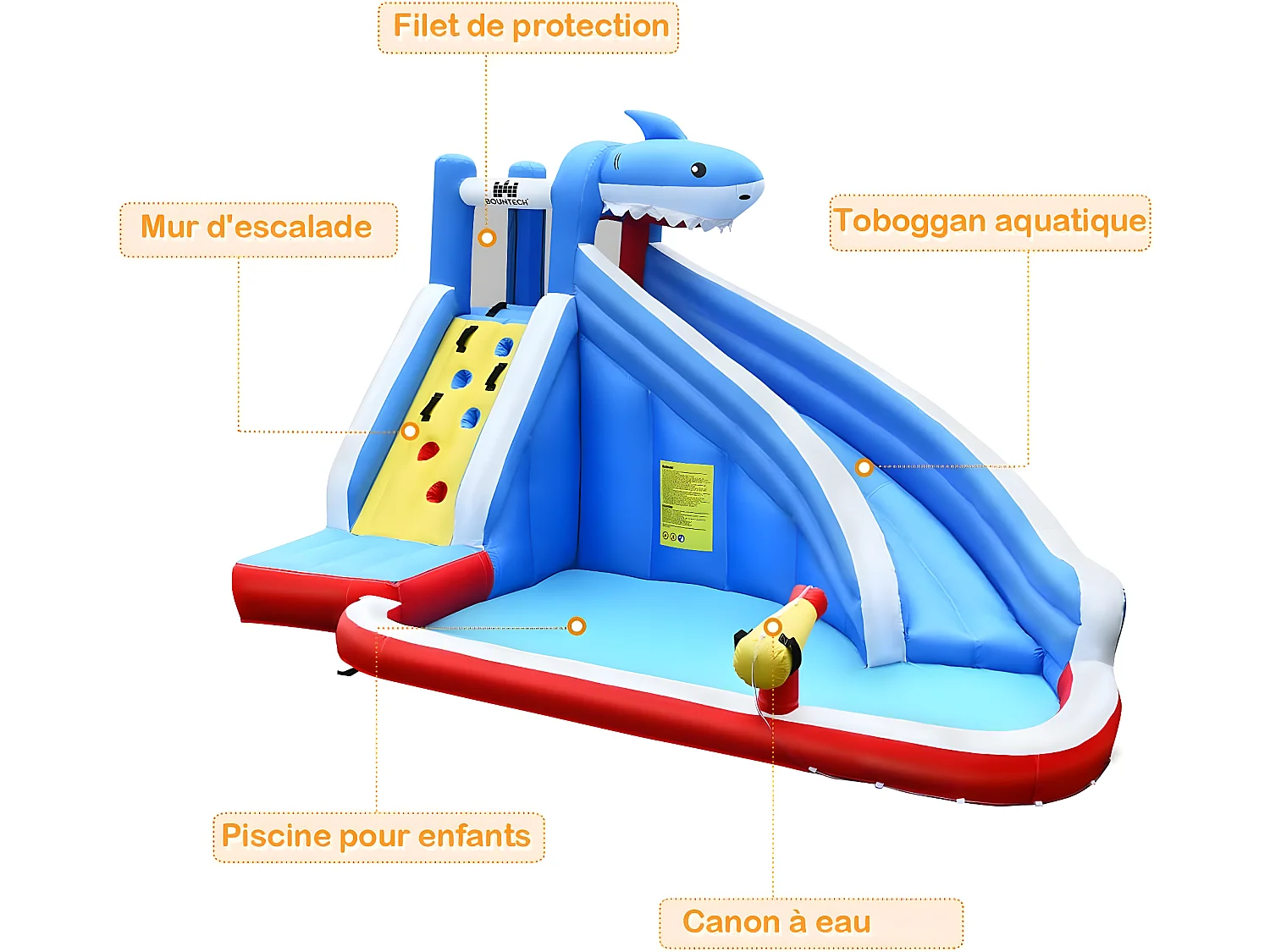 château gonflable pour 4 enfants 4-12 ans avec toboggan,mur d'escalade,piscine pour enfant