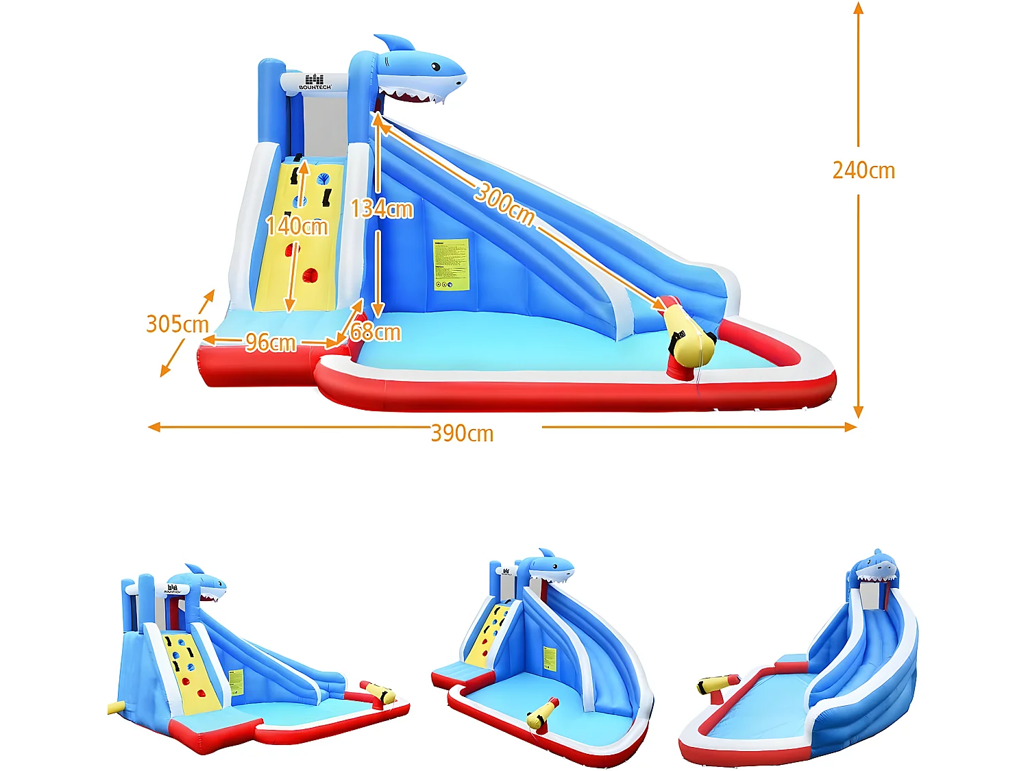 château gonflable pour 4 enfants 4-12 ans avec toboggan,mur d'escalade,piscine pour enfant
