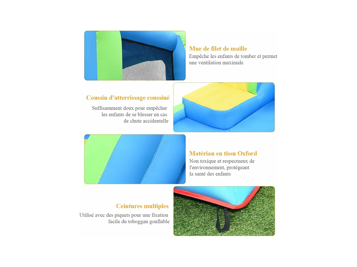 Château Gonflable avec Toboggan Aquatique/Pistolet de l'eau Fait en Plastique et vinyle-Convient pour 4 Enfants de 4 à 12 Ans-Charge Max.120 kg (avec Gonfleur)