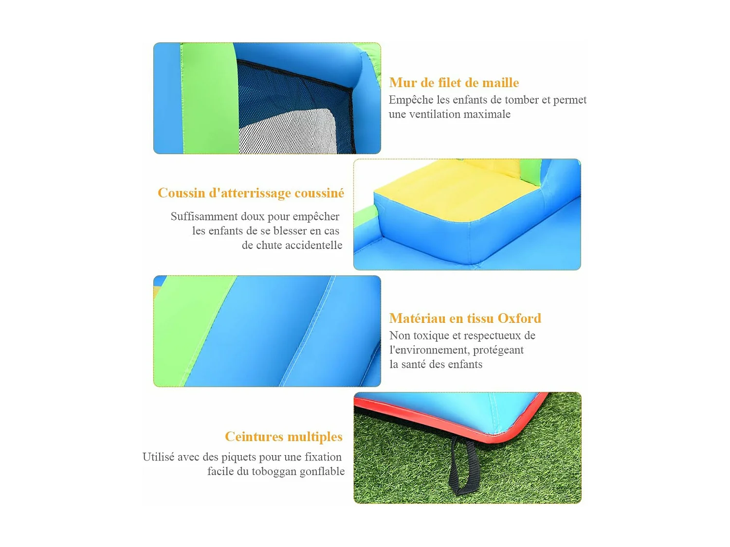 Château Gonflable avec Toboggan Aquatique/Pistolet de l'eau Fait en Plastique et vinyle-Convient pour 4 Enfants de 4 à 12 Ans-Charge Max.120 kg (avec Gonfleur)