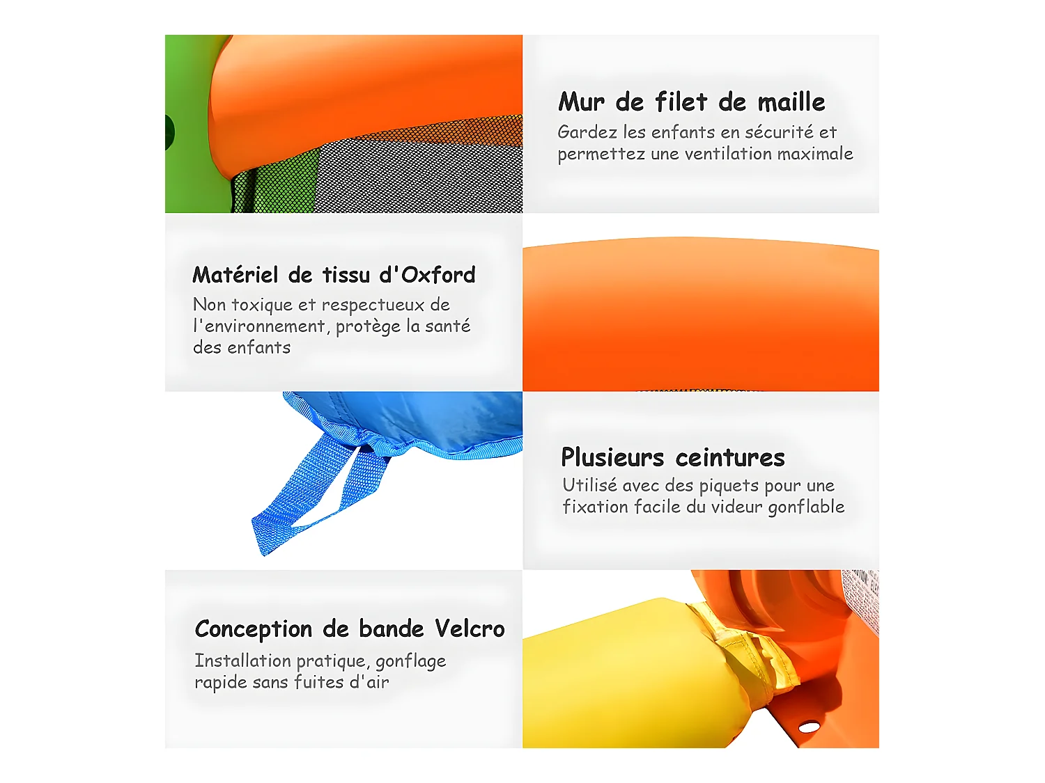 Aire de Jeux Gonflable avec Souffleur pour Enfants avec Cercle Panier de Basket-Ball Toboggan et Filet de Sécurité Kit de Réparation