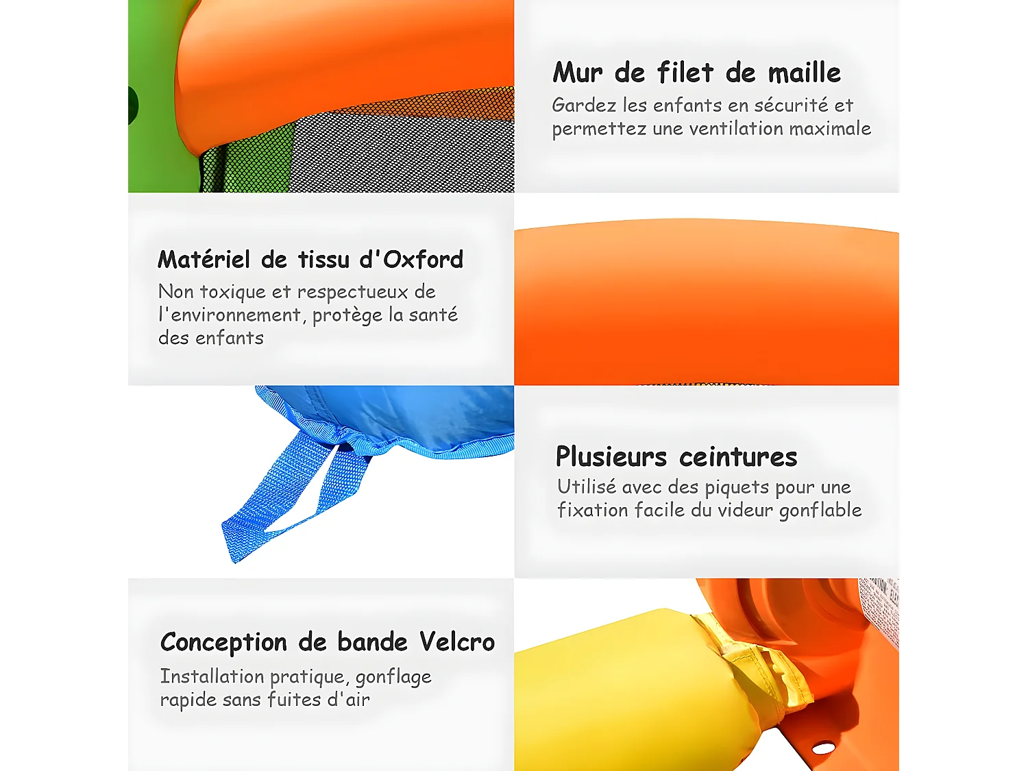 Aire de Jeux Gonflable avec Souffleur pour Enfants avec Cercle Panier de Basket-Ball Toboggan et Filet de Sécurité Kit de Réparation