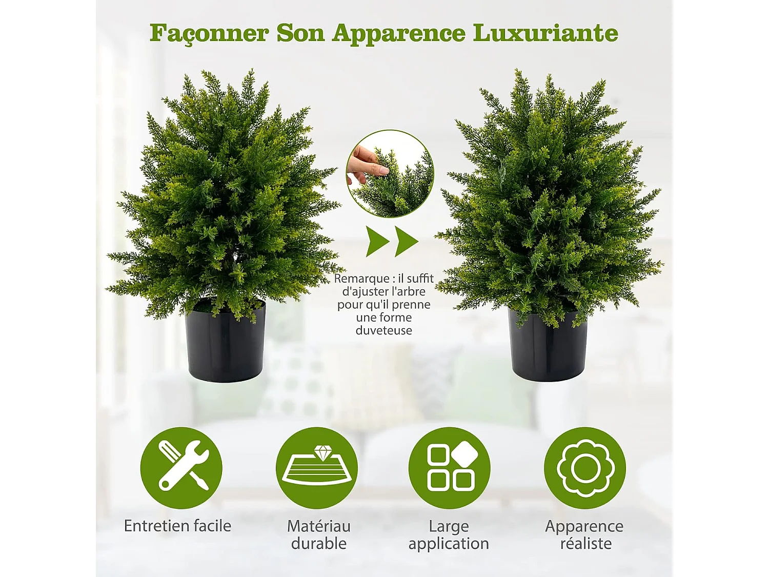 Arbres Artificiels de Boule Topiaire Cèdre de 55 cm