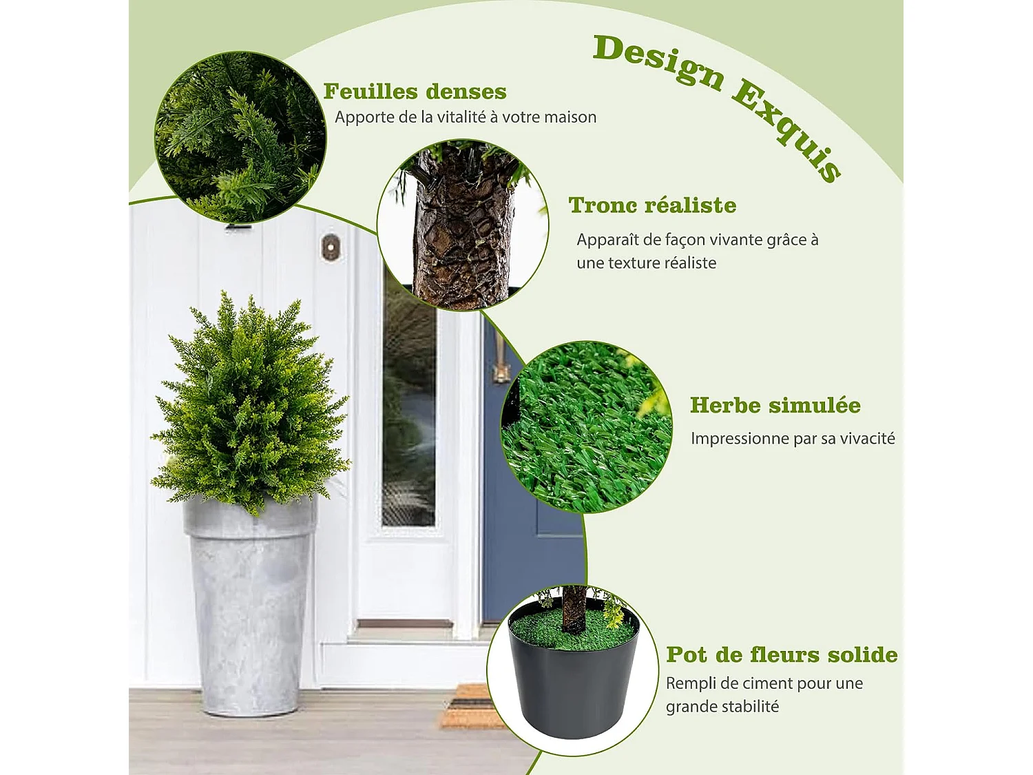 Arbres Artificiels de Boule Topiaire Cèdre de 55 cm