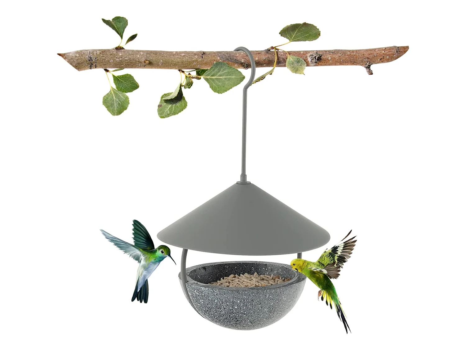 Mangeoire à Oiseaux Suspendue en Métal d'Extérieur 270ml