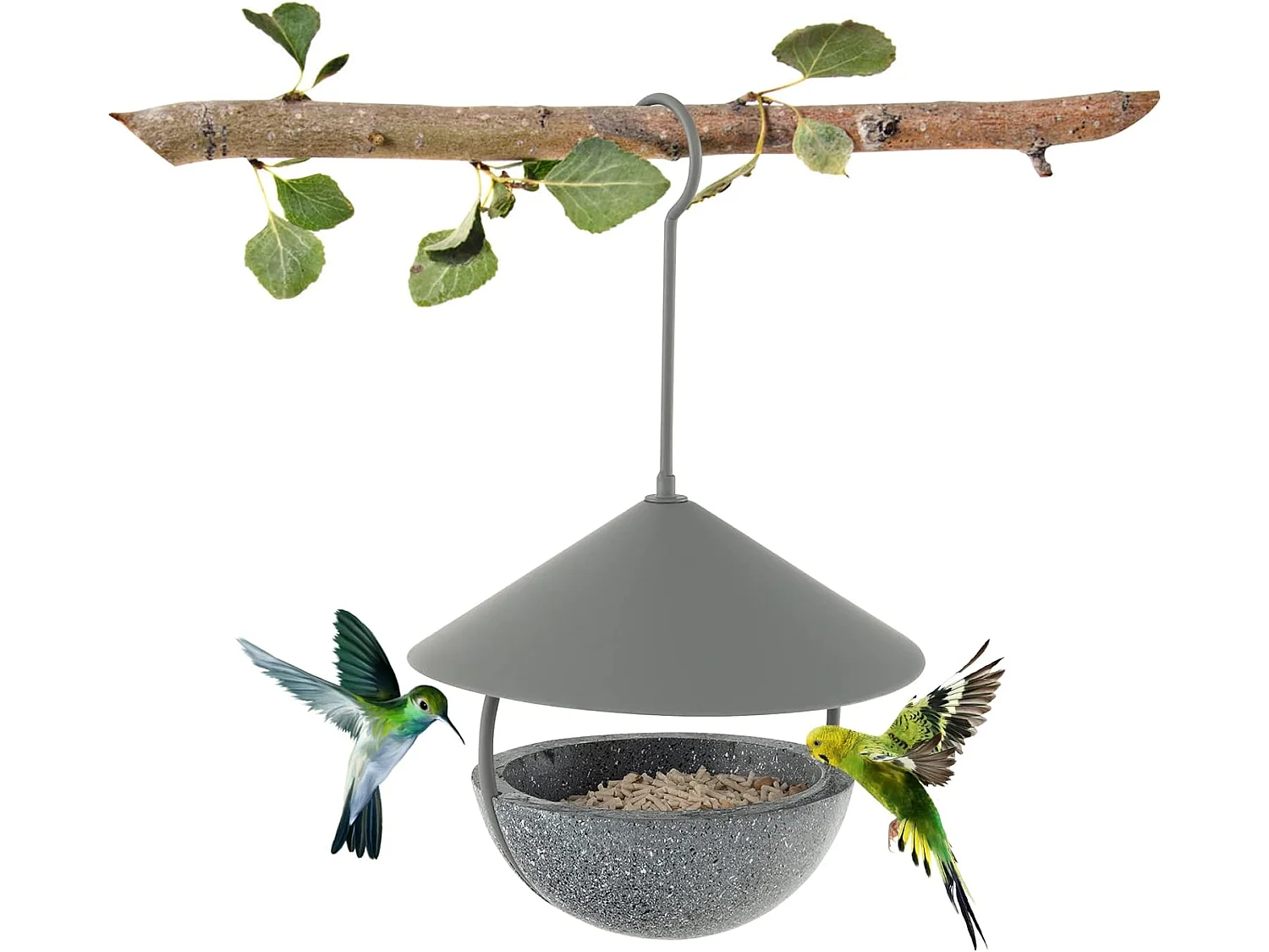 Mangeoire à Oiseaux Suspendue en Métal d'Extérieur 270ml