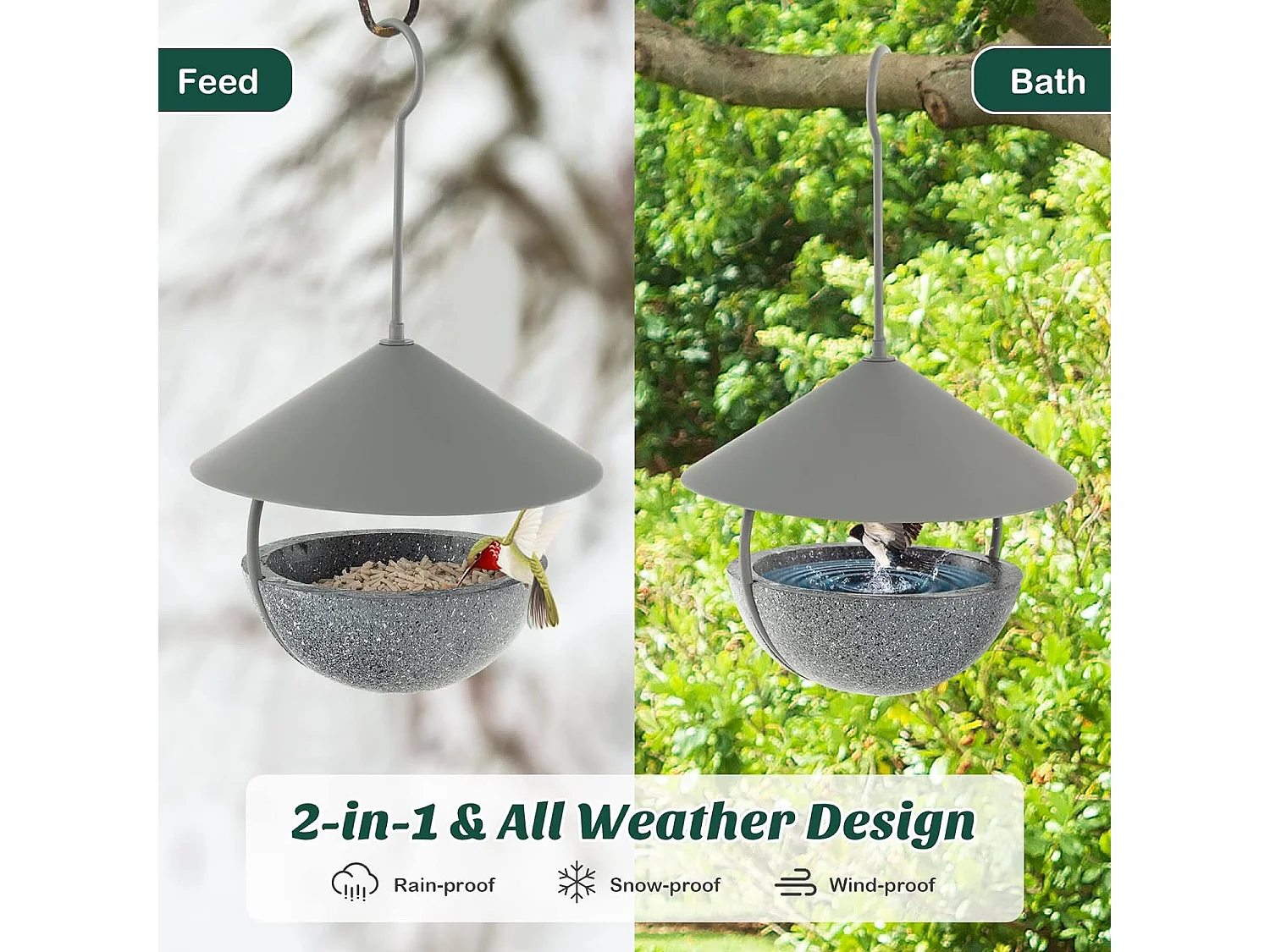 Mangeoire à Oiseaux Suspendue en Métal d'Extérieur 270ml
