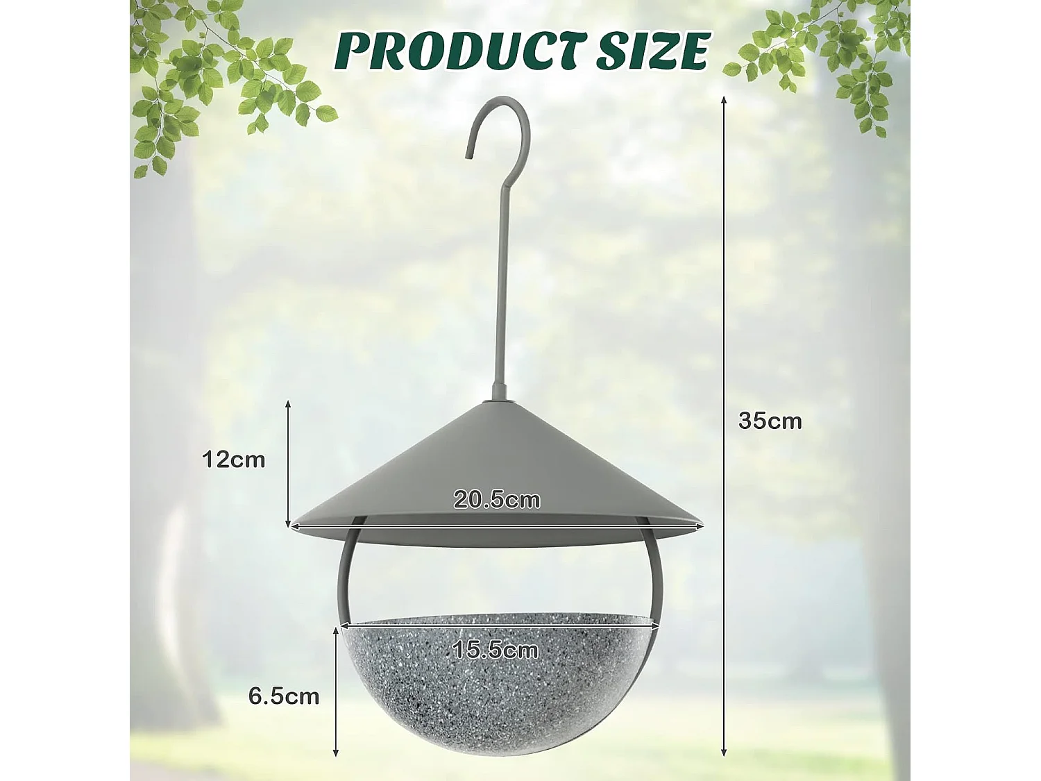 Mangeoire à Oiseaux Suspendue en Métal d'Extérieur 270ml