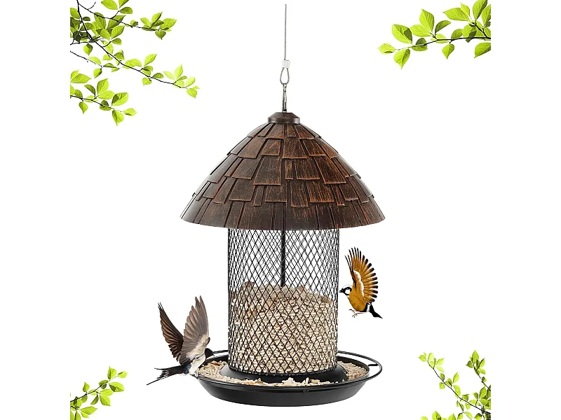 Mangeoire à Oiseaux Suspendue en Métal d'Extérieur