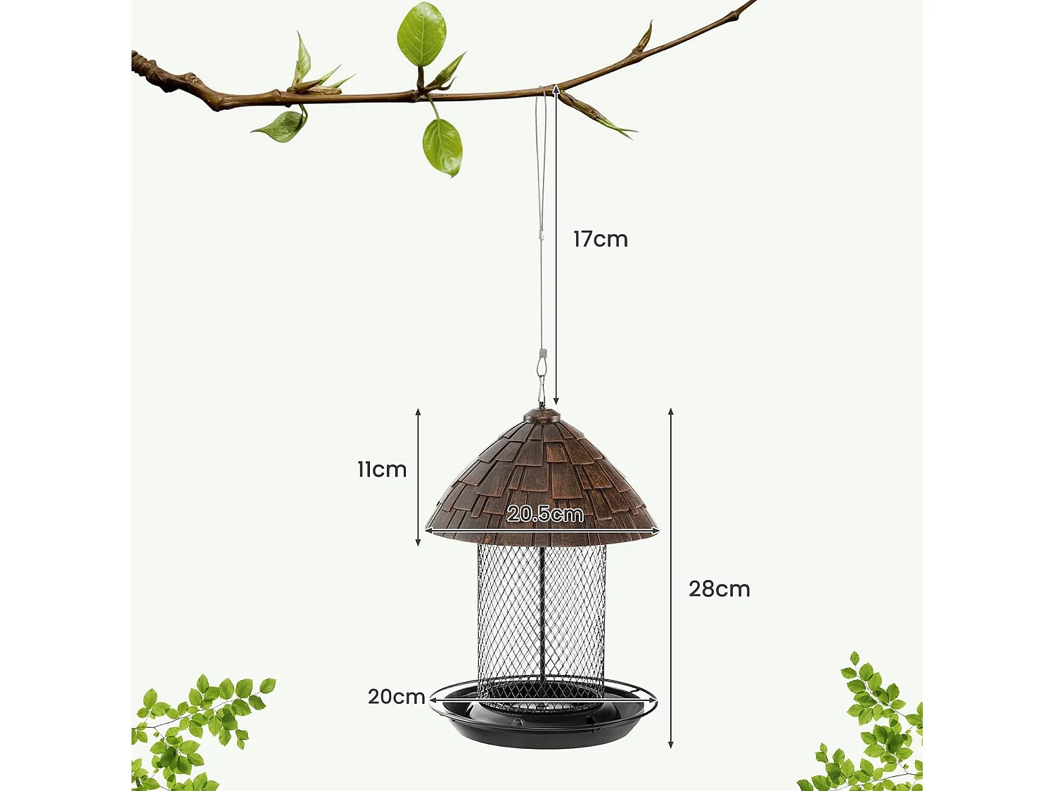 Mangeoire à Oiseaux Suspendue en Métal d'Extérieur