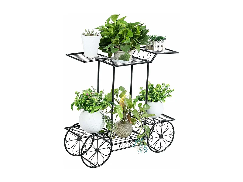 Etagère pour Plantes Support des Plante en Métal pour Jardin à 6 Niveaux 80,5 x 25 x 75CM Style Vintage（Noir)