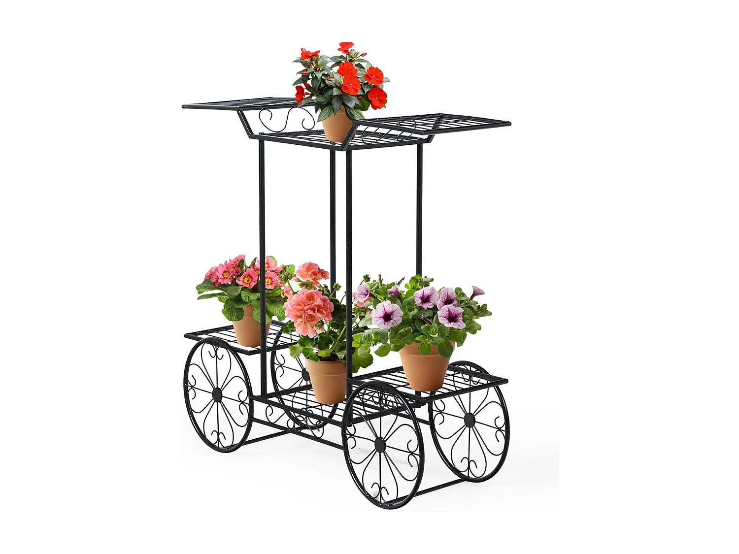 Etagère pour Plantes Support des Plante en Métal pour Jardin à 6 Niveaux 80,5 x 25 x 75CM Style Vintage（Noir)