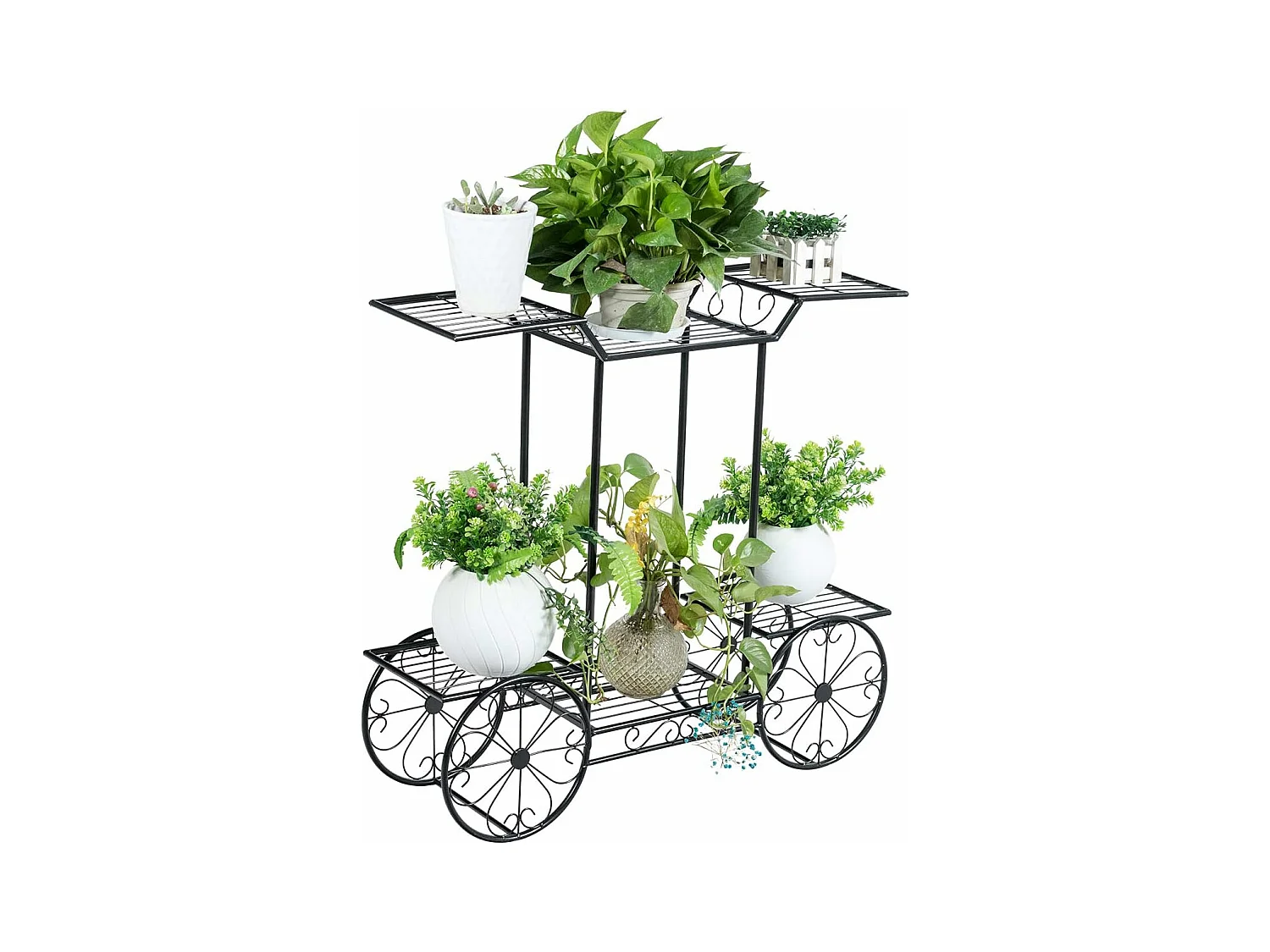 Etagère pour Plantes Support des Plante en Métal pour Jardin à 6 Niveaux 80,5 x 25 x 75CM Style Vintage（Noir)
