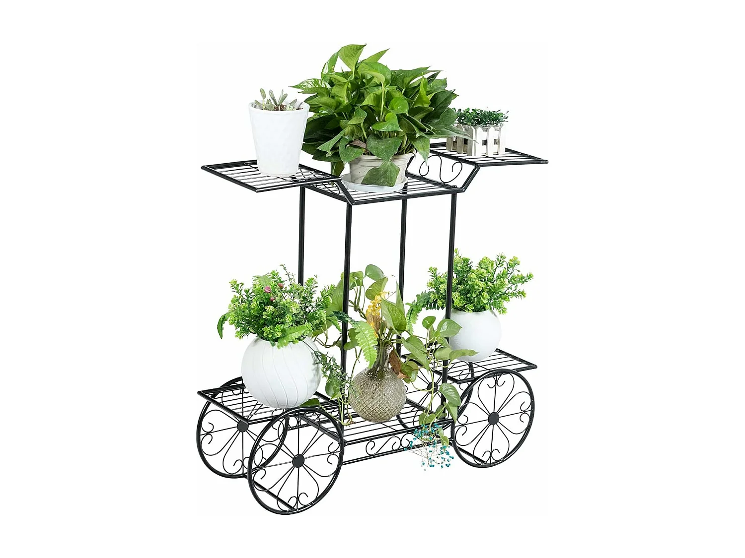 Etagère pour Plantes Support des Plante en Métal pour Jardin à 6 Niveaux 80,5 x 25 x 75CM Style Vintage（Noir)
