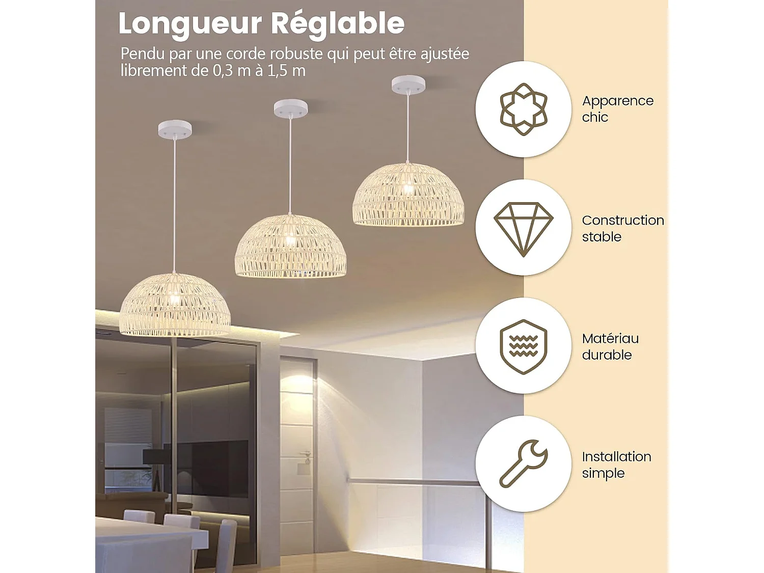 Luminaire Phuket Ø45xH26cm