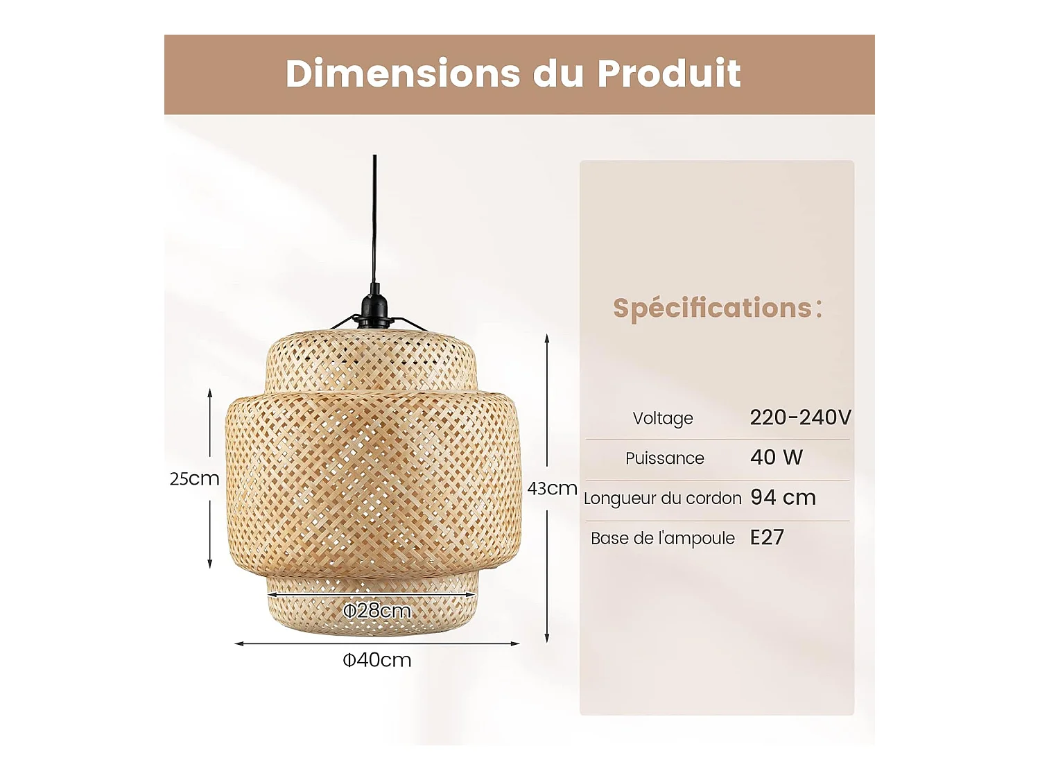 Bamboe ophangframe Ø 40 x H 43 cm