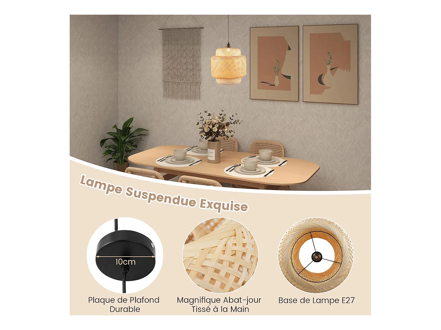 Bamboe ophangframe Ø 40 x H 43 cm