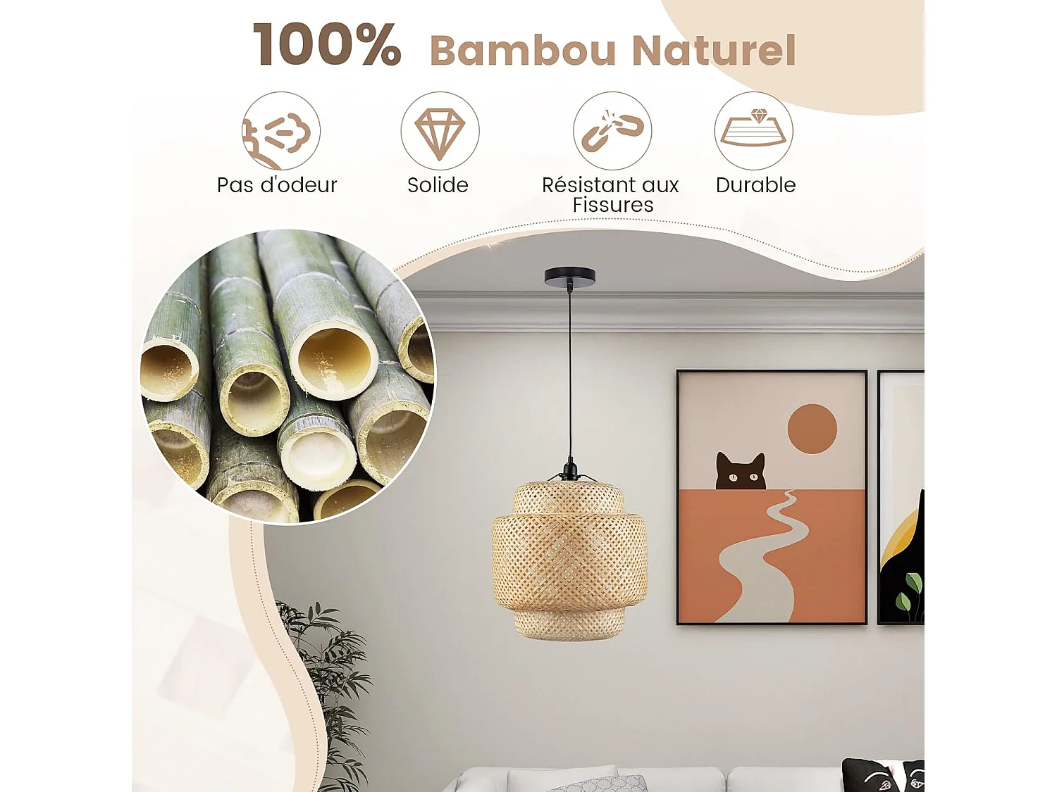 Bamboe ophangframe Ø 40 x H 43 cm