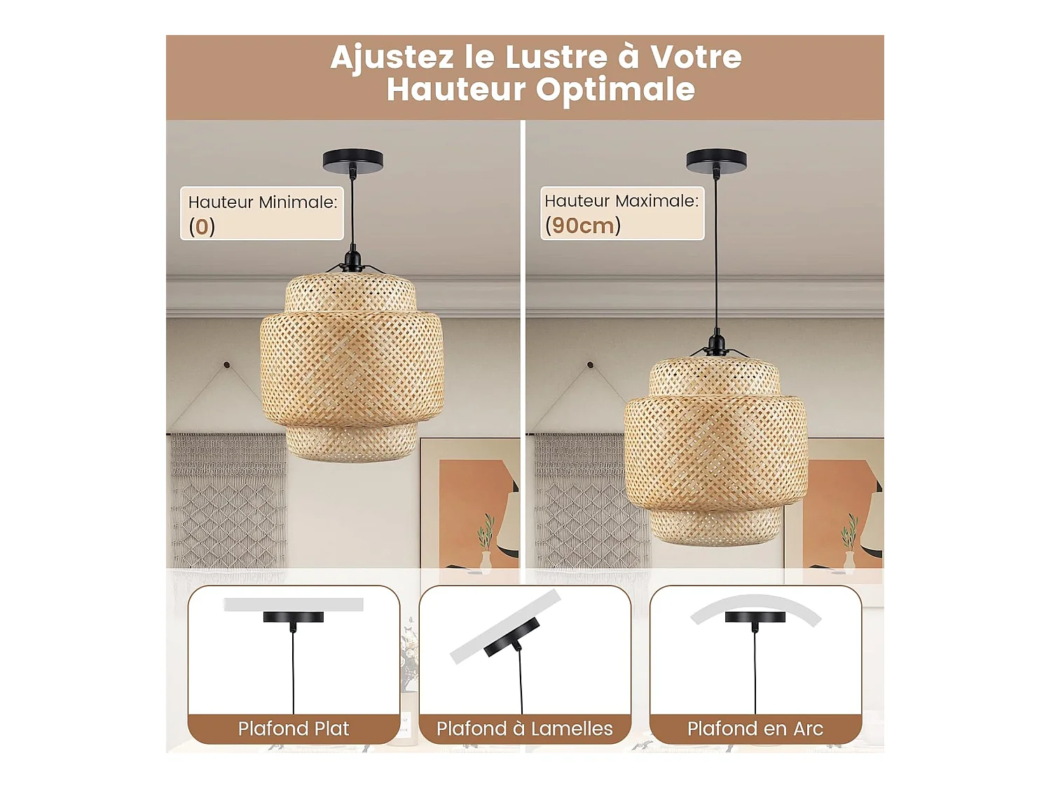 Bamboe ophangframe Ø 40 x H 43 cm