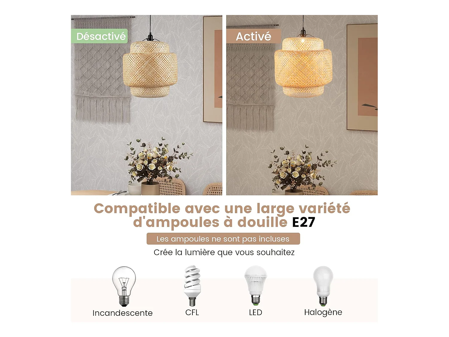 Bamboe ophangframe Ø 40 x H 43 cm