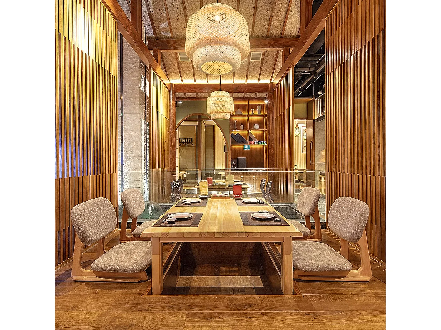 Suspension Bambou Ø 40 x H 43 cm, Abat Jour Rustique Fil 0-90cm E27 40W, Suspension Naturelle Plaque de Plafond Métal