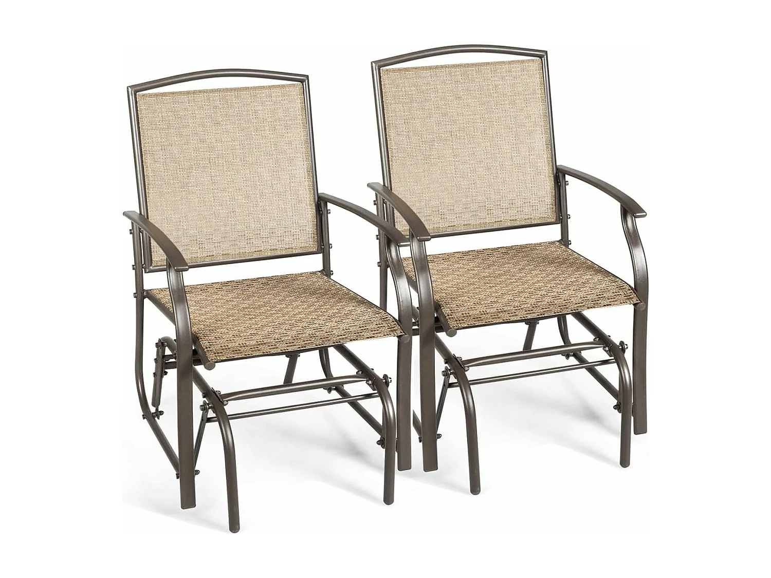 Fauteuil à Bascule Lot de 2 avec Accoudoirs, 58 x 70 x 94 cm Charge 150KG