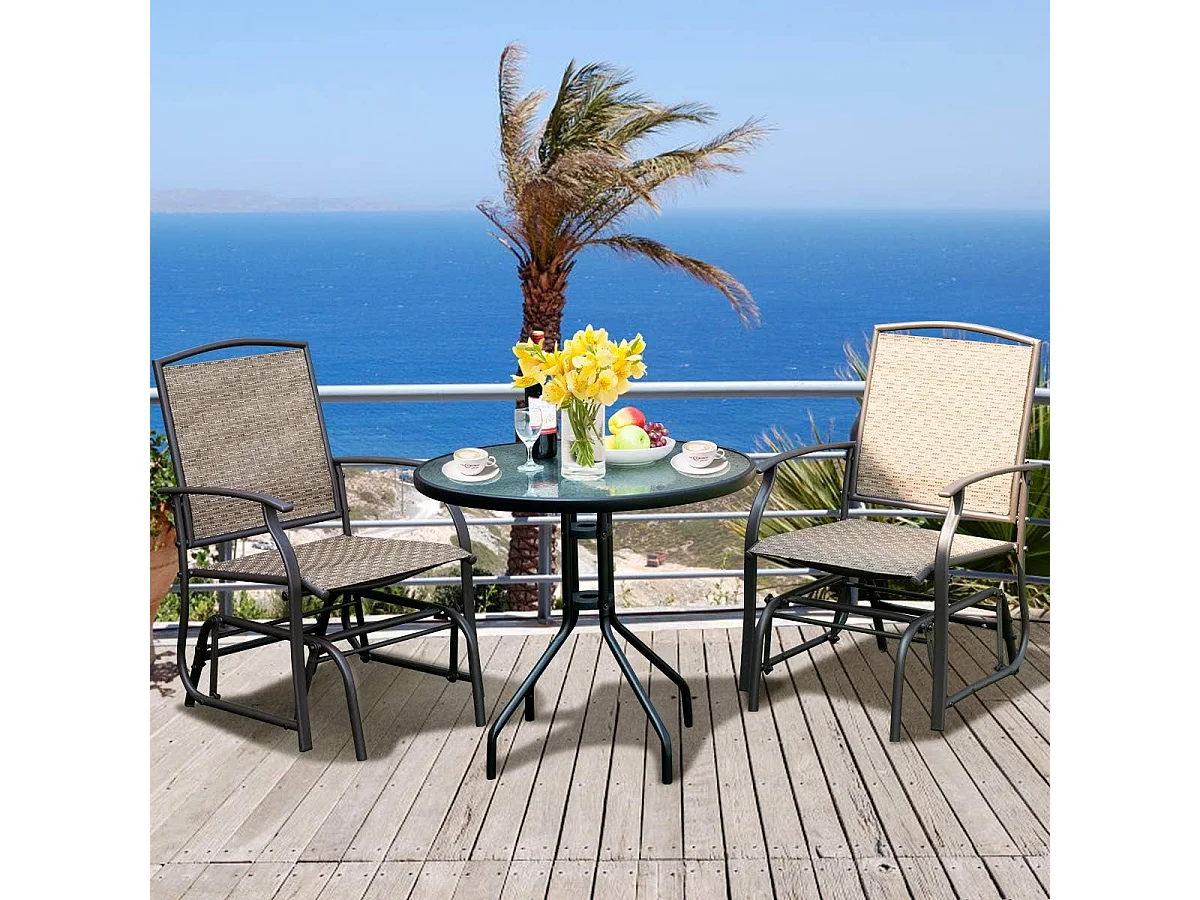 Fauteuil à Bascule Lot de 2 avec Accoudoirs, 58 x 70 x 94 cm Charge 150KG