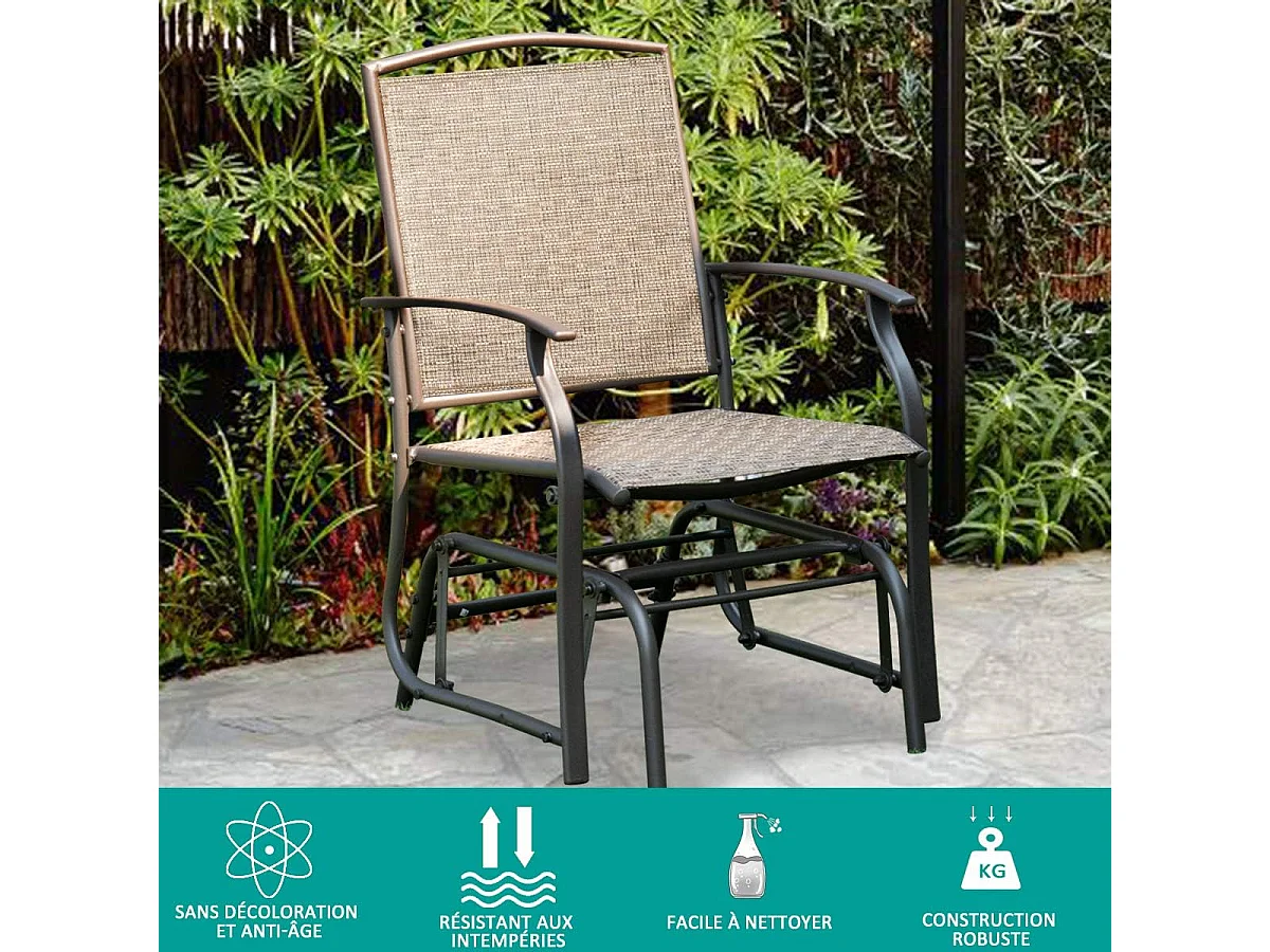 Fauteuil à Bascule Lot de 2 avec Accoudoirs, 58 x 70 x 94 cm Charge 150KG