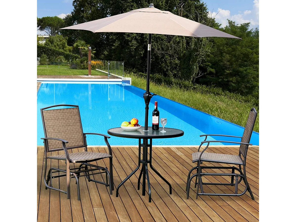 Fauteuil à Bascule Lot de 2 avec Accoudoirs, 58 x 70 x 94 cm Charge 150KG